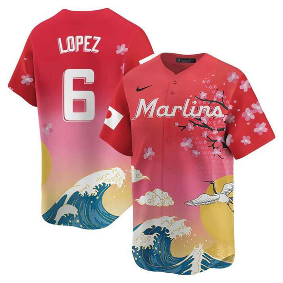 Men's Pink Miami Marlins #6 Otto Lopez Japanese Heritage Night 2025 Limited Baseball Jersey